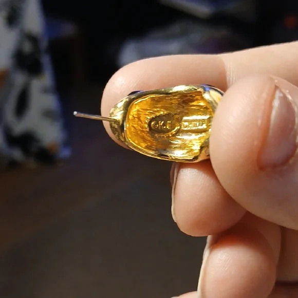 Kenneth Jay Lane Black and orange enamel Earrings - Picture 3 of 3